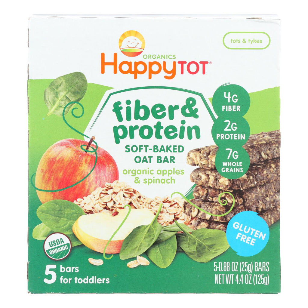 Happy Tot Soft Baked Oat Bar Organic Apples & Spinach  - Case Of 6 - 5-.88oz - Lakehouse Foods