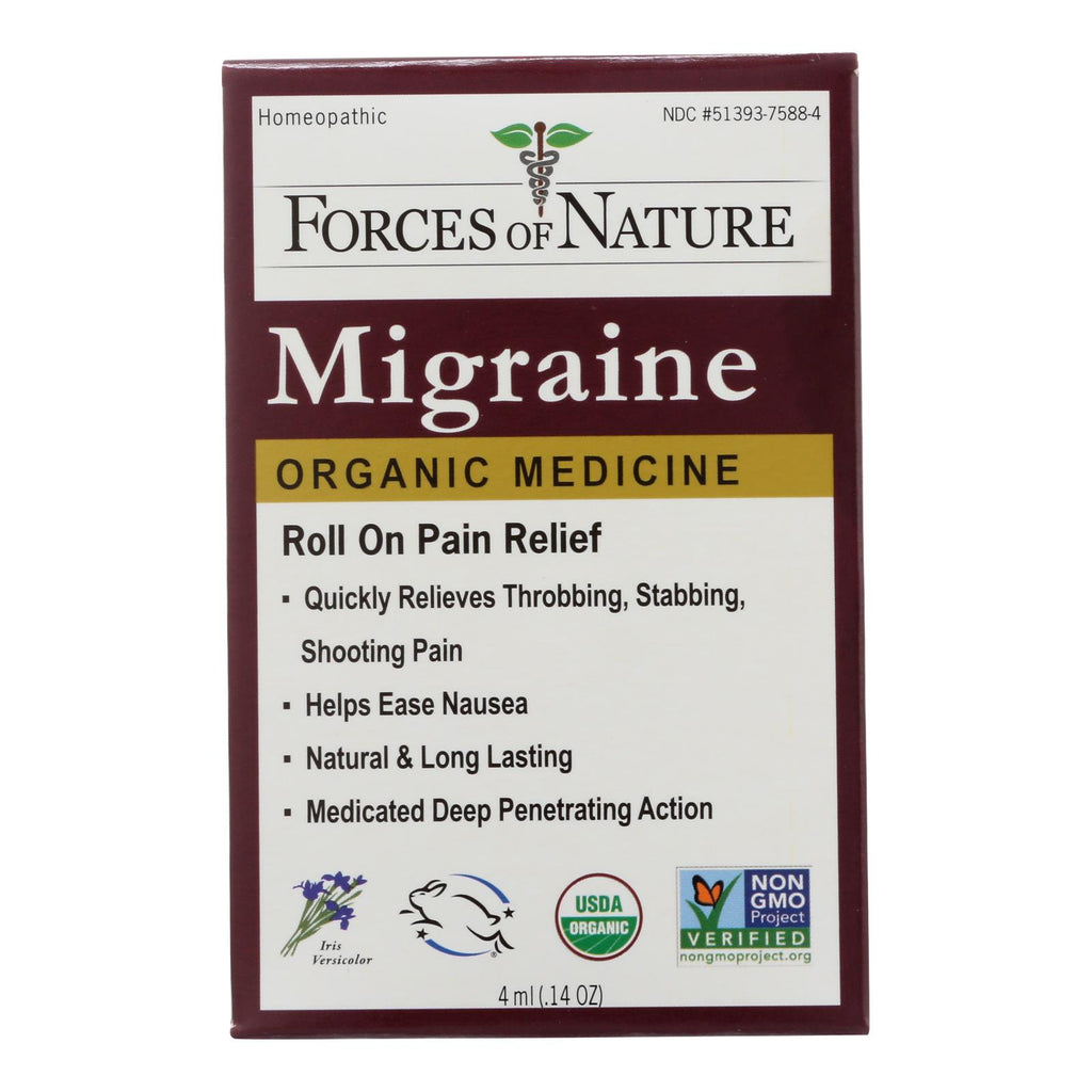 Forces Of Nature Certified Organic Medicine Migraine Rollerball Applicator  - 1 Each - 4 Ml - Lakehouse Foods