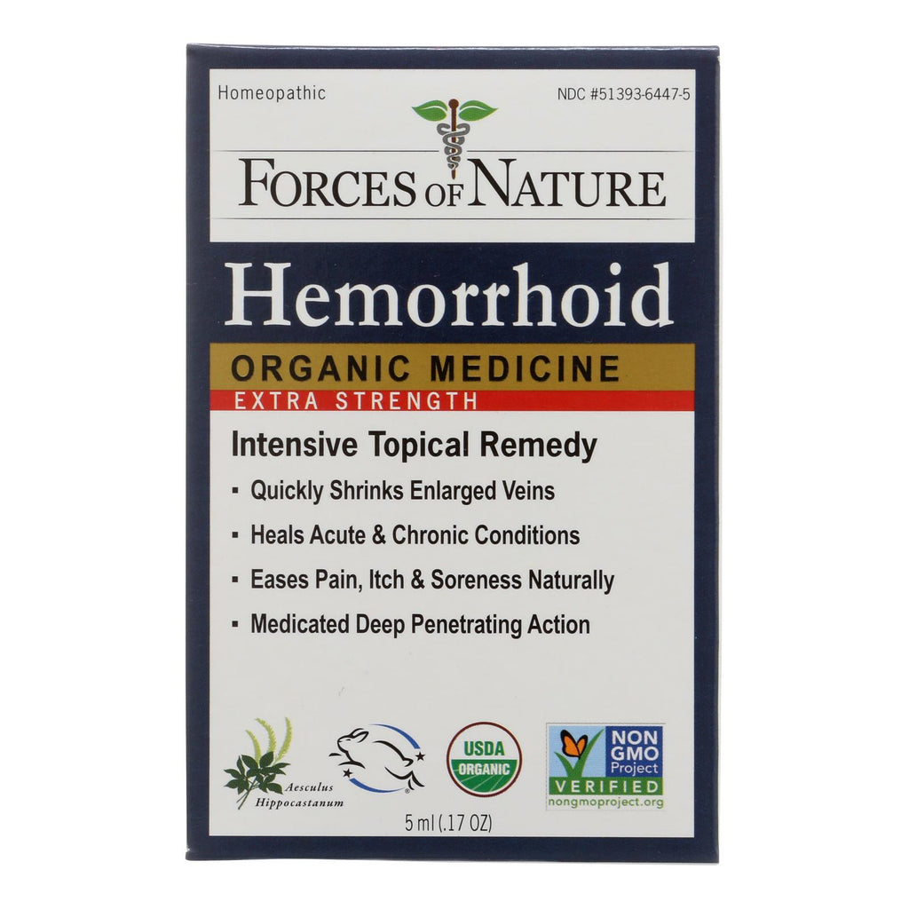 Forces Of Nature Hemorrhoid Control Extra Strength Certified Organic Medicine  - 1 Each - 5 Ml - Lakehouse Foods
