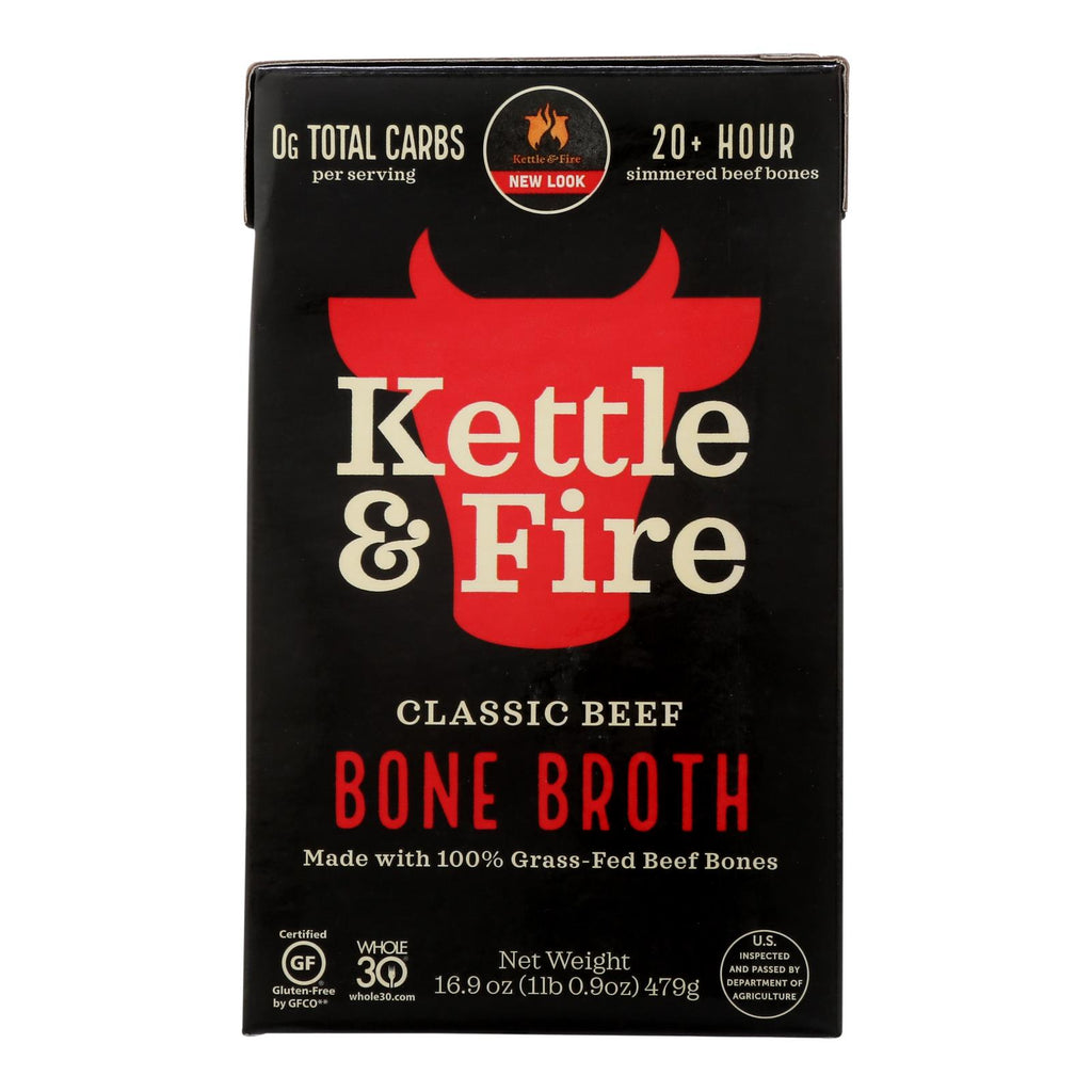 Kettle & Fire Beef Bone Broth  - Case Of 6 - 16.9 Oz - Lakehouse Foods