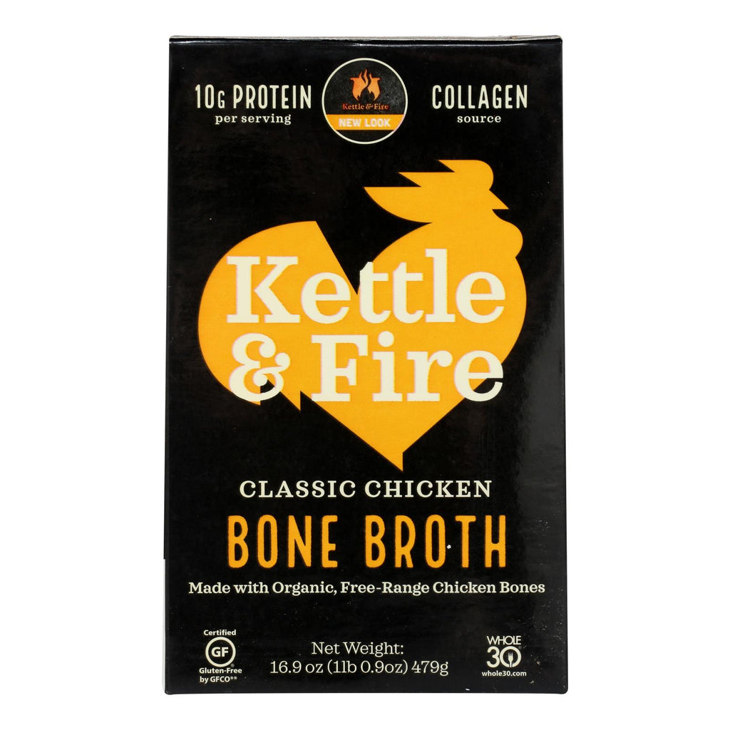 Kettle & Fire Chicken Bone Broth  - Case Of 6 - 16.9 Oz - Lakehouse Foods