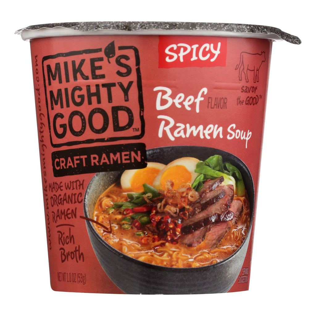 Mike's Mighty Good Spicy Beef Ramen Soup - Case Of 6 - 1.8 Oz - Lakehouse Foods