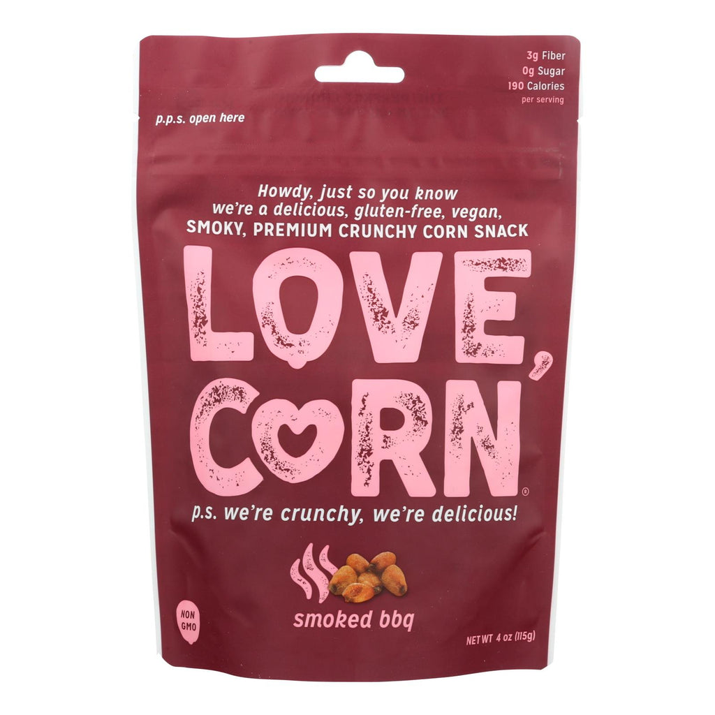 Love Corn® Smoky Premium Crunchy Corn Snack - Case Of 12 - 4 Oz - Lakehouse Foods