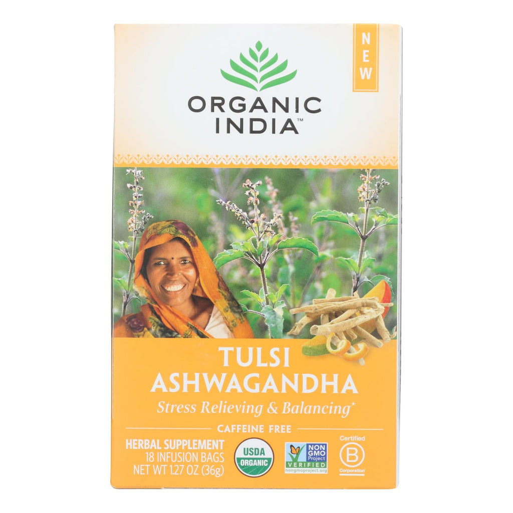 Organic India - Tulsi Ashwagandha - Case Of 6 - 18 Ct - Lakehouse Foods