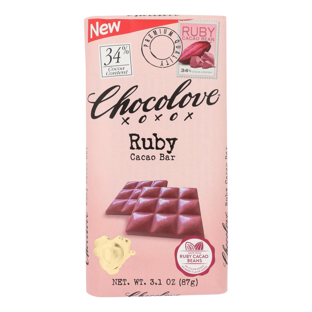 Chocolove Xoxox - Bar Ruby Cacao Bean - Case Of 12 - 3.1 Oz - Lakehouse Foods