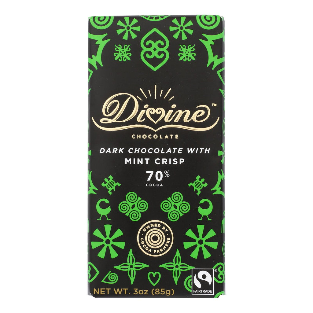 Divine - Bar Chocolate Dark W-mint Crisp - Case Of 12 - 3 Oz - Lakehouse Foods