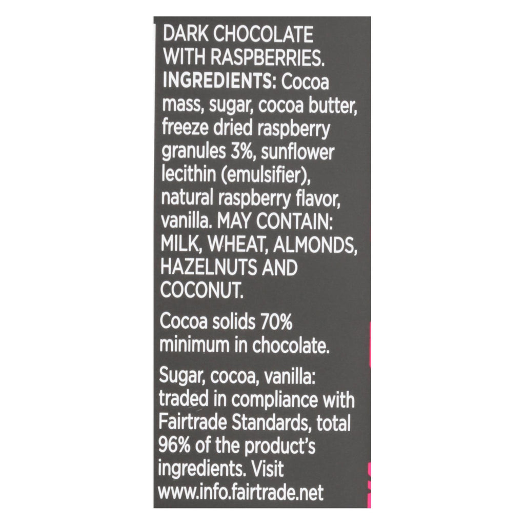 Divine - Bar Dark Chocolate W-raspberry - Case Of 12 - 3 Oz - Lakehouse Foods
