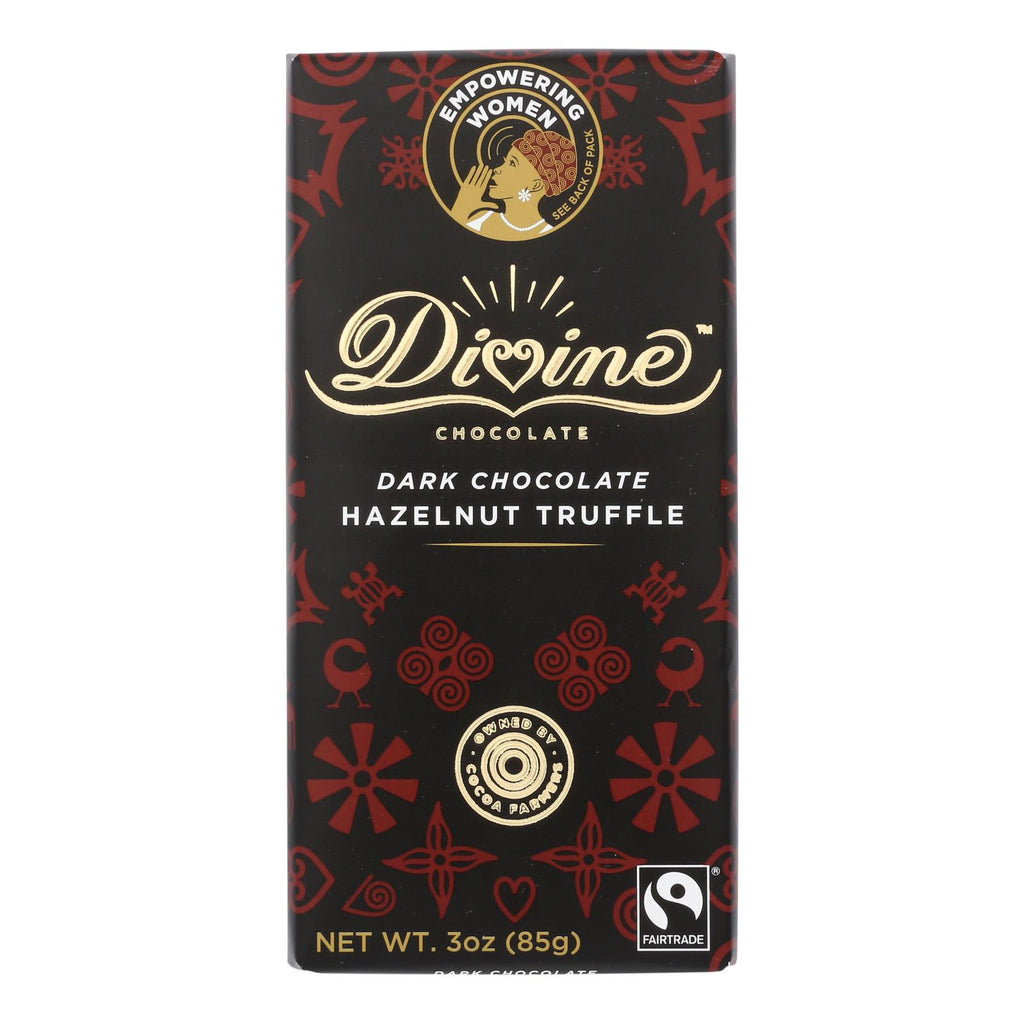 Divine - Bar Dark Chocolate Hazelnut Trffl - Case Of 12 - 3 Oz - Lakehouse Foods