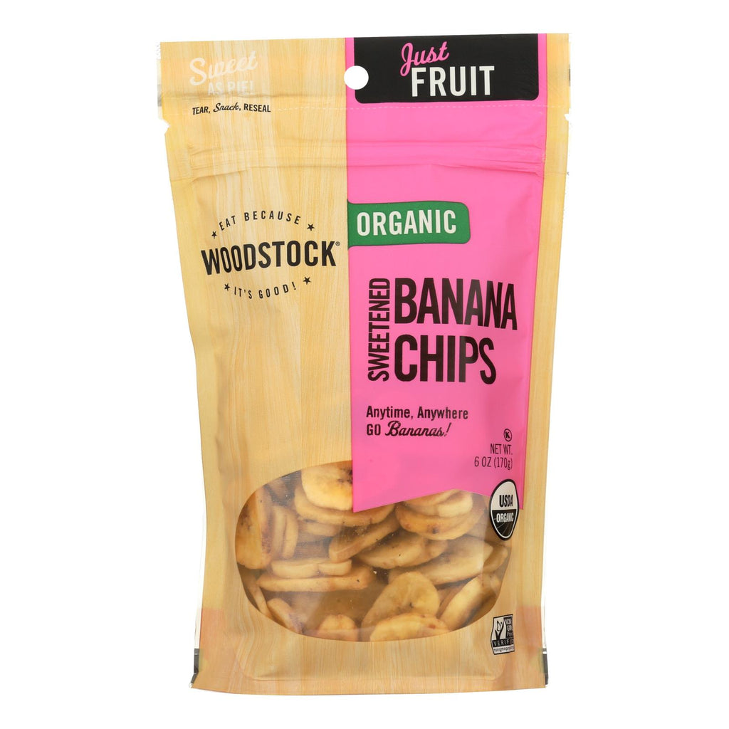 Woodstock Organic Sweetened Banana Chips - Case Of 8 - 6 Oz - Lakehouse Foods