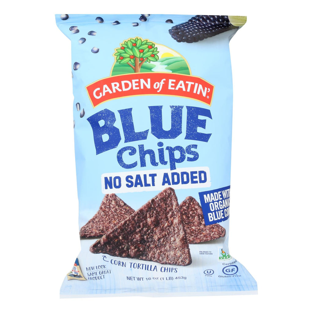 Garden Of Eatin' Blue Chips - Unsalted - Case Of 12 - 16 Oz - Lakehouse Foods