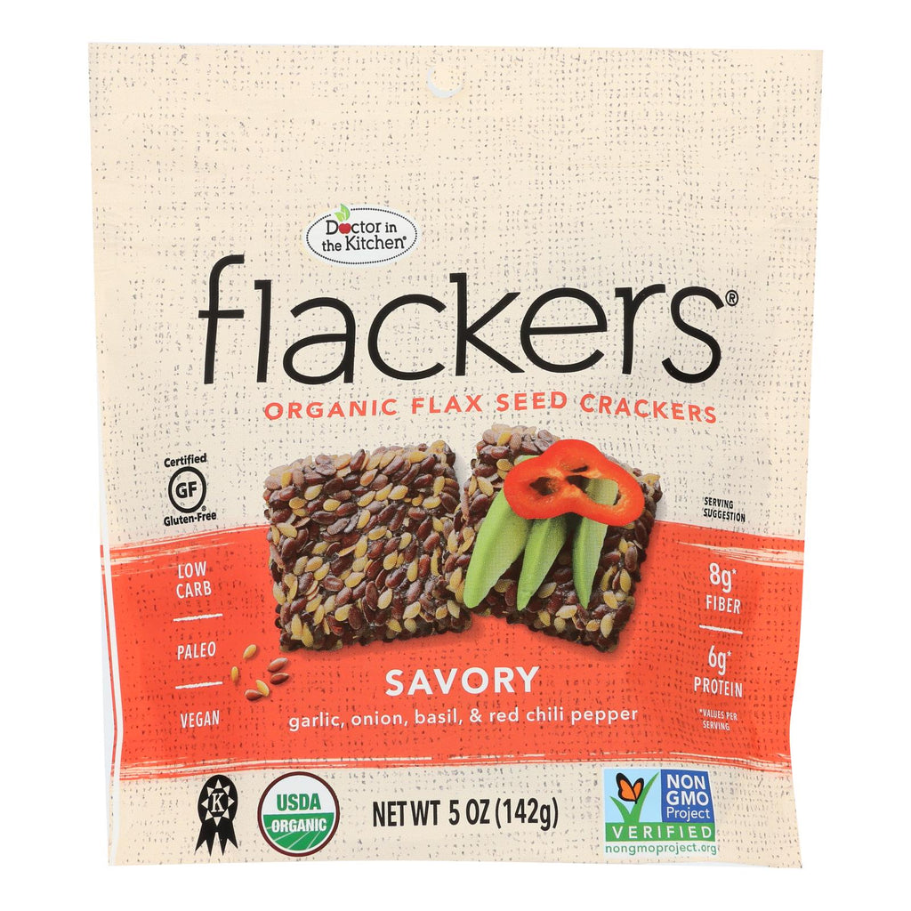 Doctor In The Kitchen - Organic Flax Seed Crackers - Savory - Case Of 6 - 5 Oz. - Lakehouse Foods