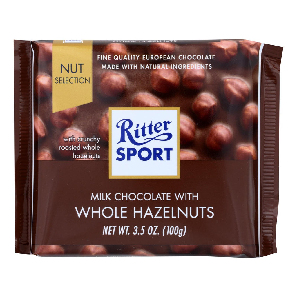 Ritter Sport Chocolate Bar - Milk Chocolate - Whole Hazelnuts - 3.5 Oz Bars - Case Of 10 - Lakehouse Foods