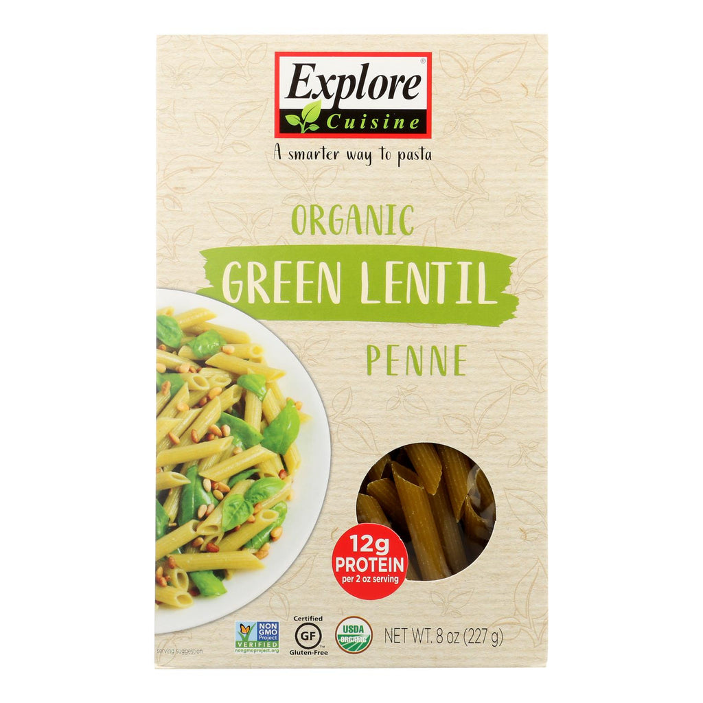 Explore Cuisine Organic Green Lentil Penne - Lentil Penne - Case Of 6 - 8 Oz. - Lakehouse Foods