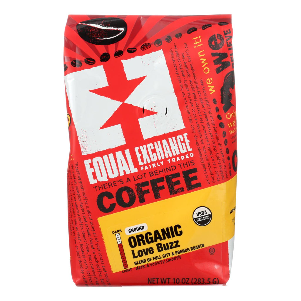 Equal Exchange Authentic Fair Trade Small Farmer Coffee, Love Buzz  - Case Of 6 - 12 Oz - Lakehouse Foods