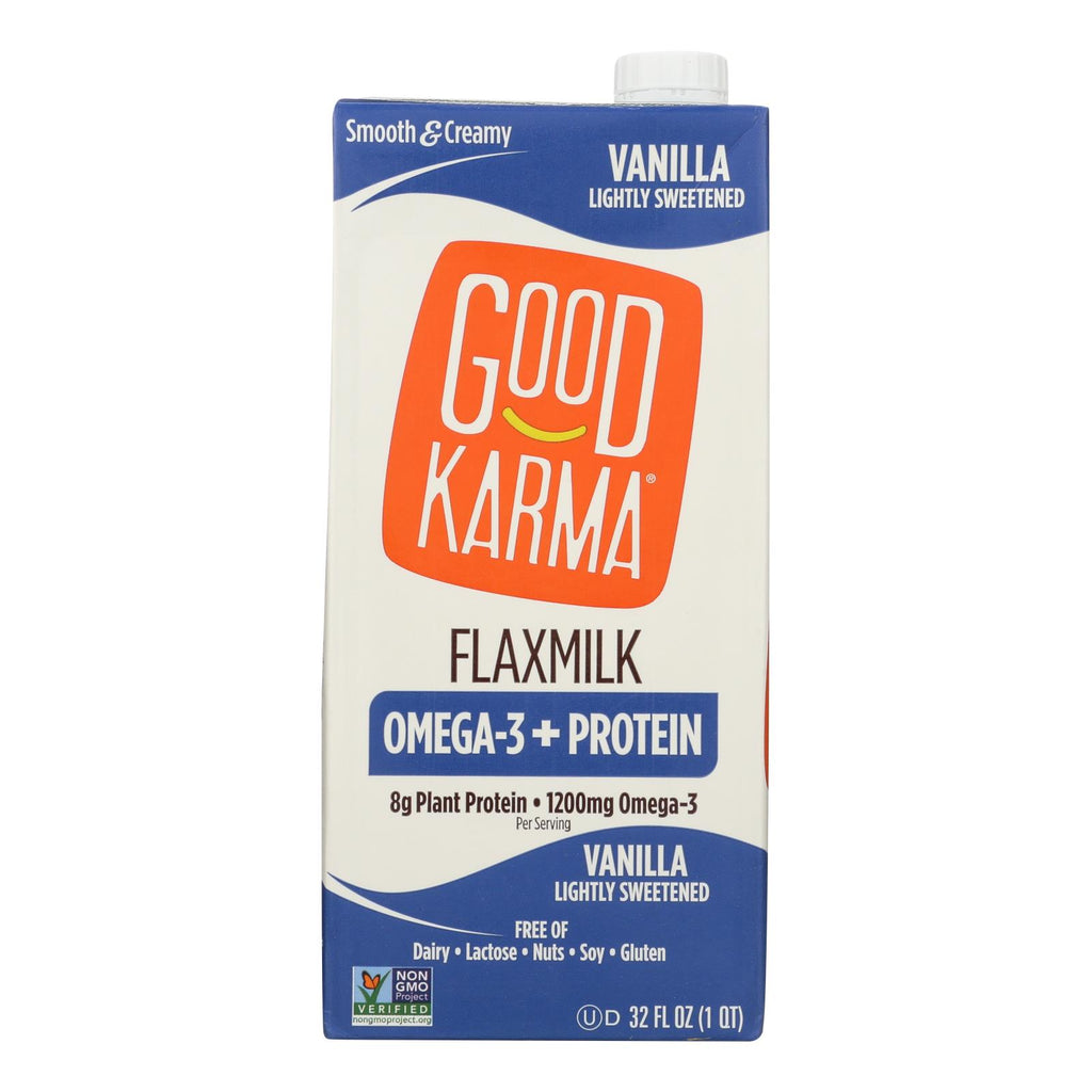 Good Karma Flax Milk - Protein - Vanilla - Case Of 6 - 32 Fl Oz - Lakehouse Foods