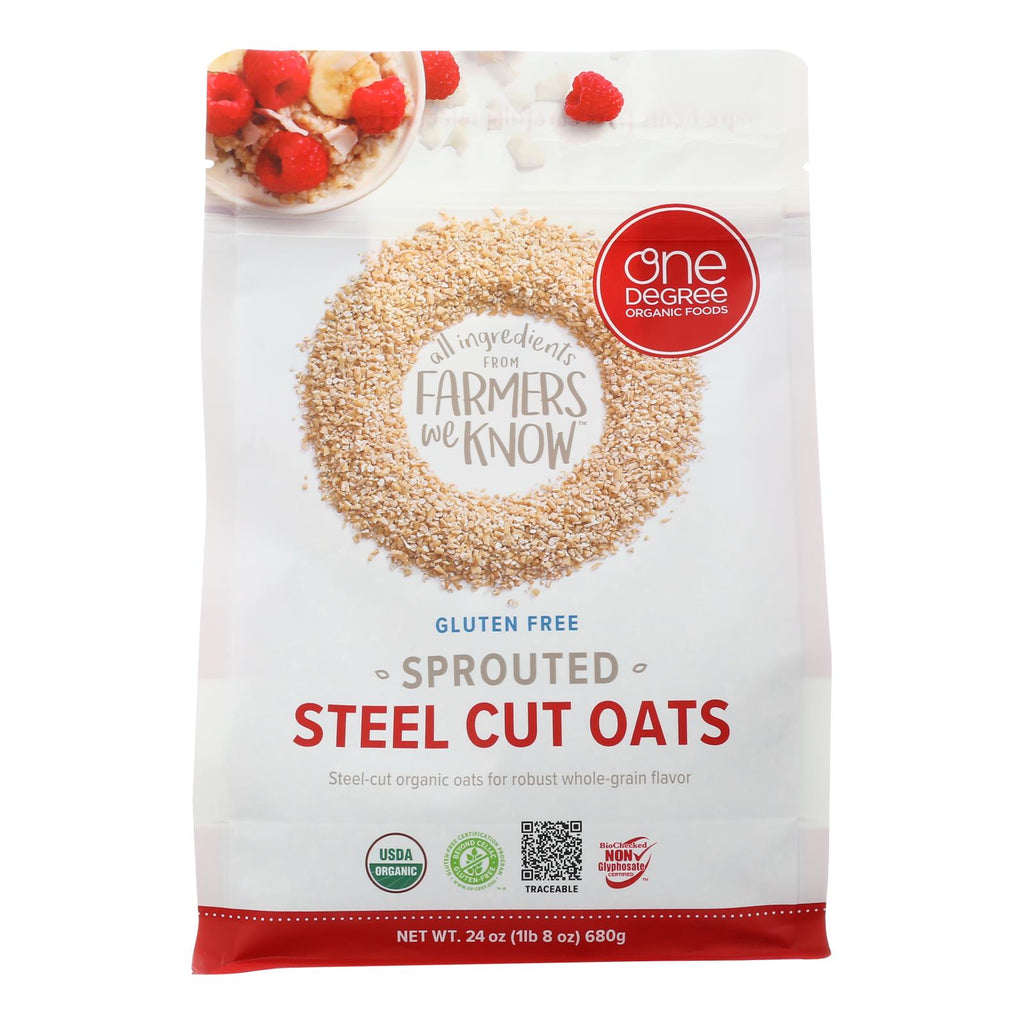 One Degree Organic Foods Organic Steel Cut Oats - Sprouted - Case Of 4 - 24 Oz - Lakehouse Foods