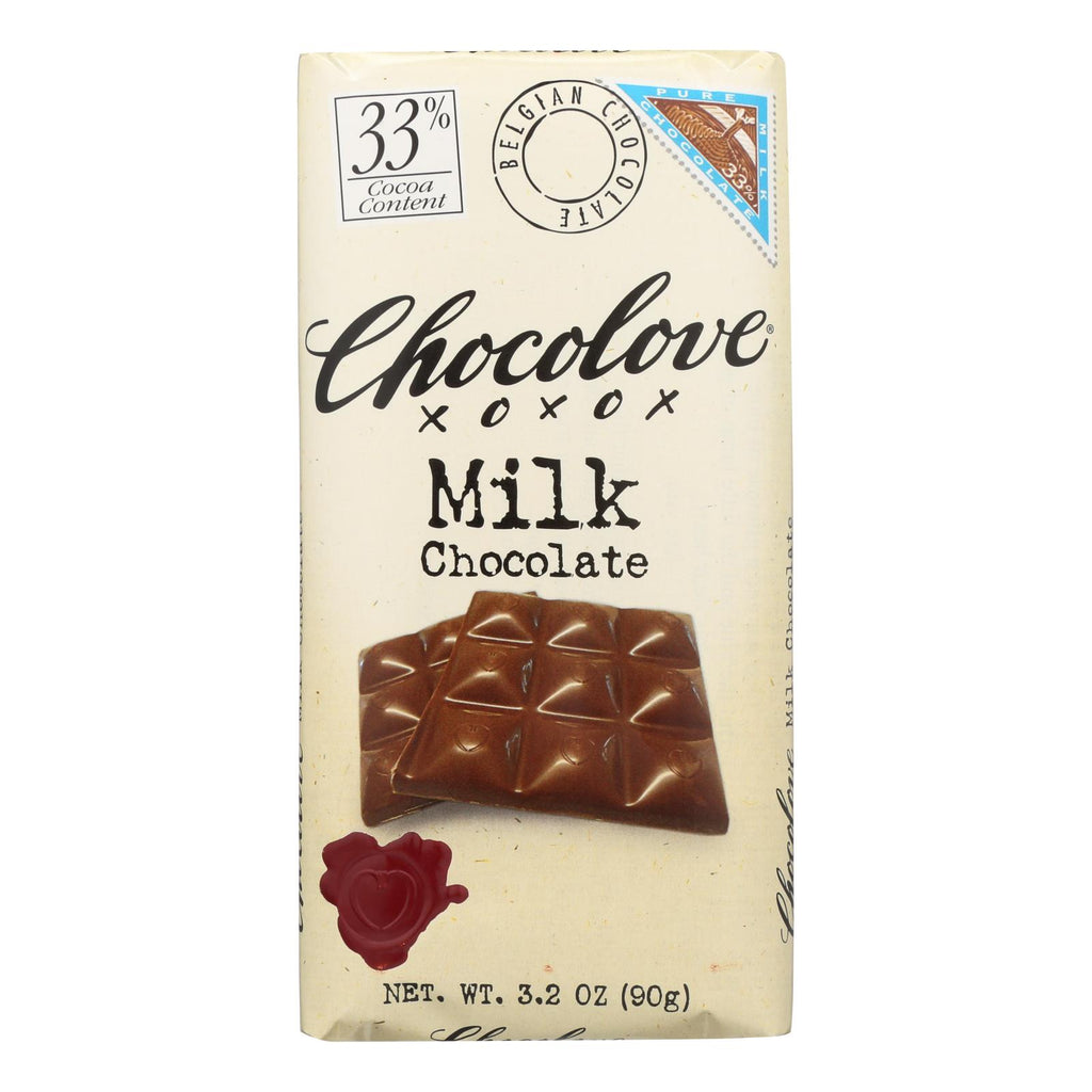 Chocolove Xoxox - Premium Chocolate Bar - Milk Chocolate - Pure - 3.2 Oz Bars - Case Of 12 - Lakehouse Foods