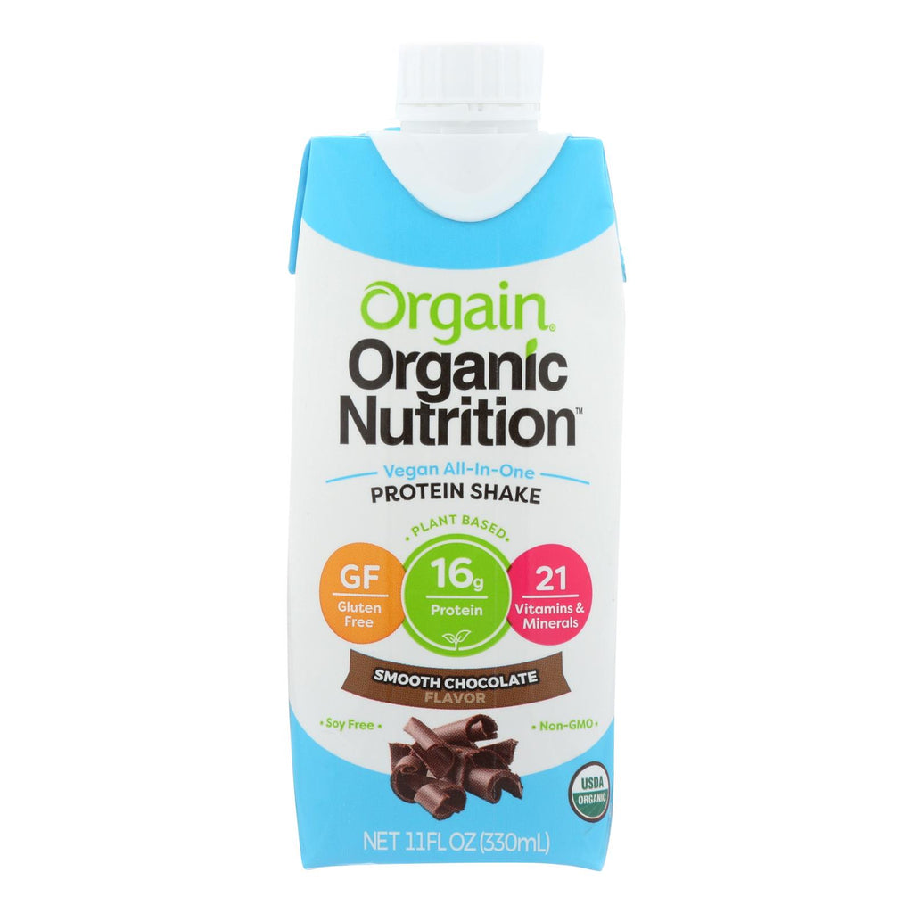 Orgain Organic Vegan Nutritional Shakes - Smooth Chocolate - Case Of 12 - 11 Fl Oz. - Lakehouse Foods
