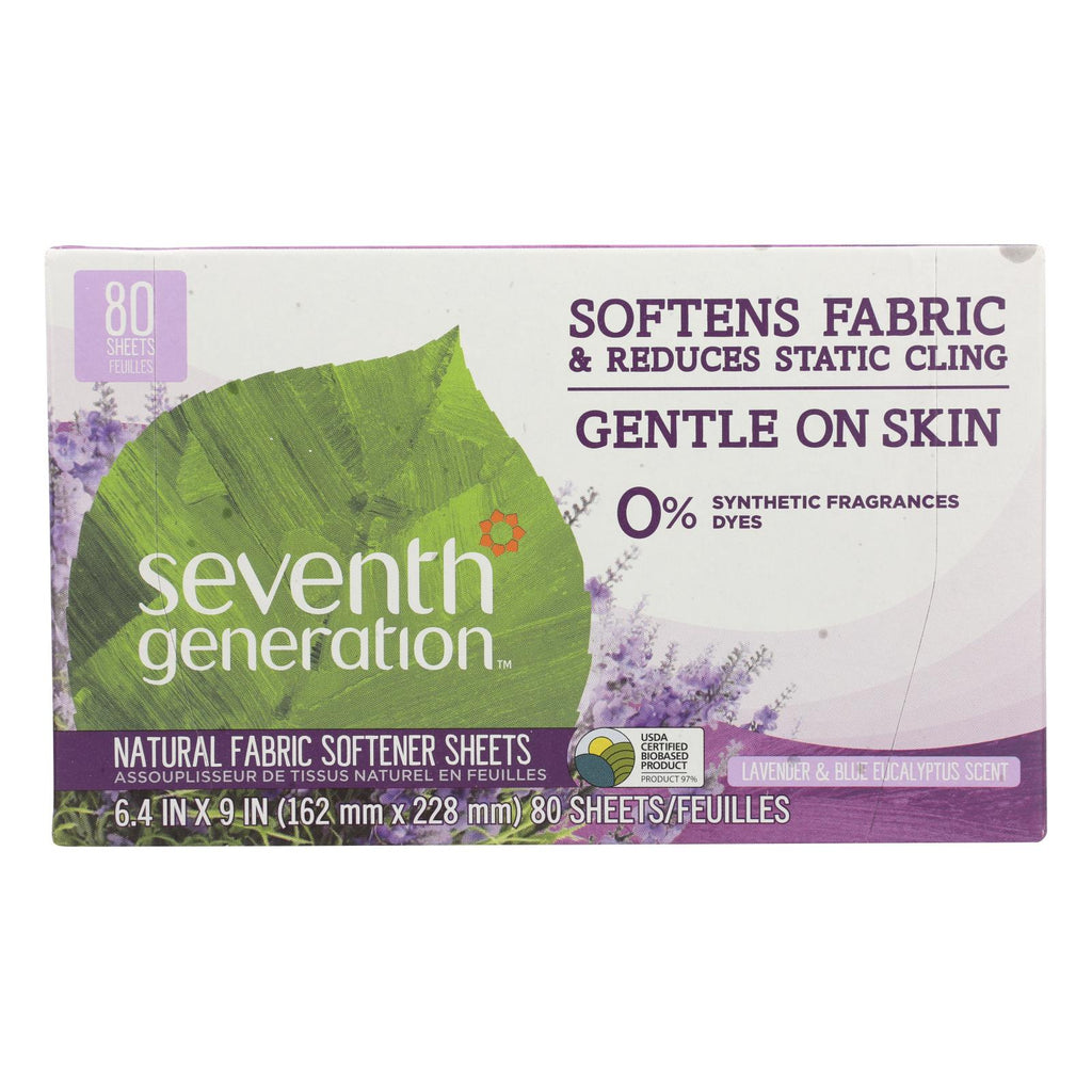 Seventh Generation - Fabric Softener Sheets Eucalyptus & Lavender - Case Of 4-80 Ct - Lakehouse Foods
