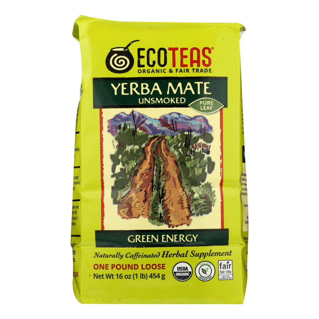 Ecoteas Organic Yerba Mate Unsmoked Green Energy Loose Tea - Case Of 6 - 1 Lb. - Lakehouse Foods