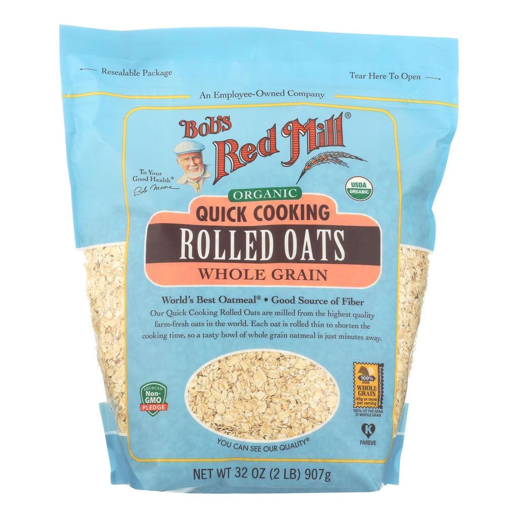 Bob's Red Mill - Oats - Organic Quick Cooking Rolled Oats - Whole Grain - Case Of 4 - 32 Oz. - Lakehouse Foods