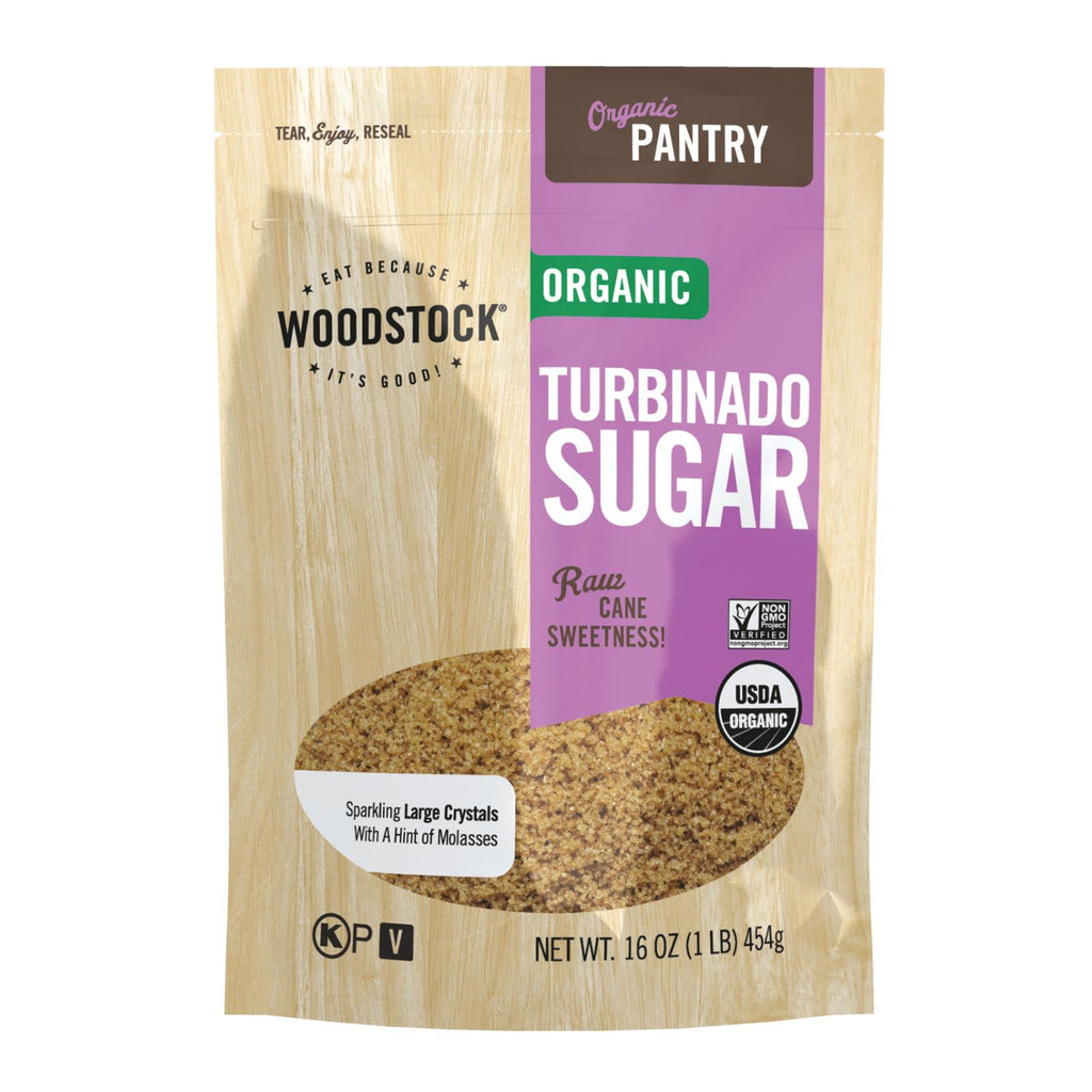 Woodstock Organic Turbinado Sugar - Case Of 12 - 16 Oz - Lakehouse Foods