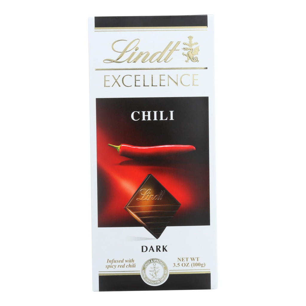 Lindt Chocolate Bar - Dark Chocolate - 47 Percent Cocoa - Excellence - Chili - 3.5 Oz Bars - Case Of 12 - Lakehouse Foods