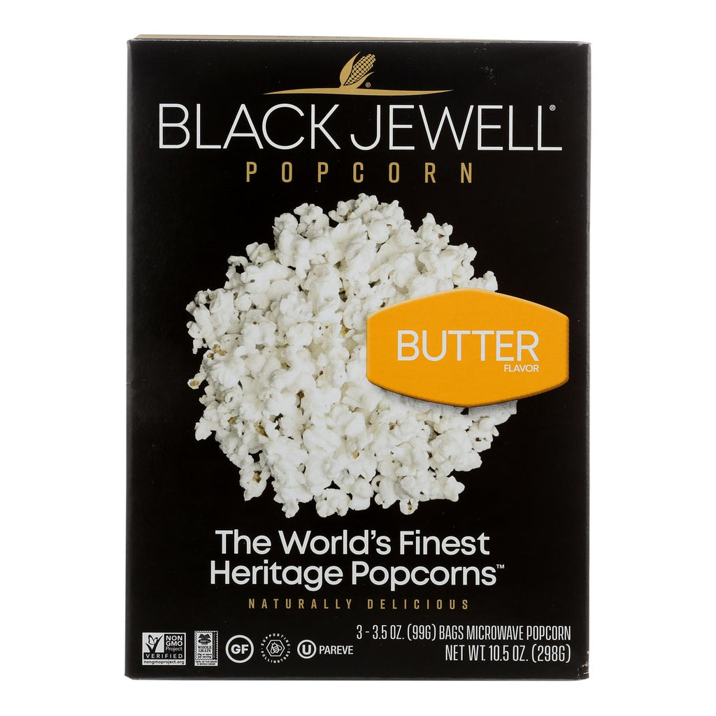 Black Jewell Microwave Popcorn - Butter - Case Of 6 - 3-3.5 Oz. Bags Each - 10.5 Oz. - Lakehouse Foods