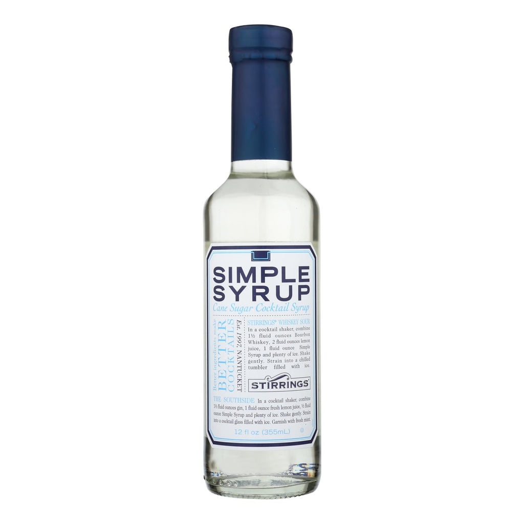 Stirrings Bar Ingredients - Simple Syrup - Case Of 6 - 12 Fl Oz. - Lakehouse Foods