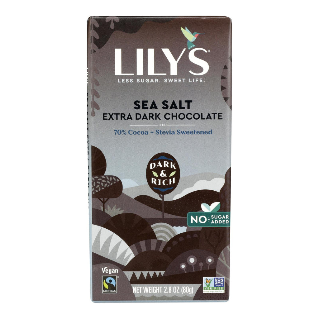 Lily's Sweets Chocolate Bar - Dark Chocolate - 70 Percent Cocoa - Sea Salt - 2.8 Oz Bars - Case Of 12 - Lakehouse Foods