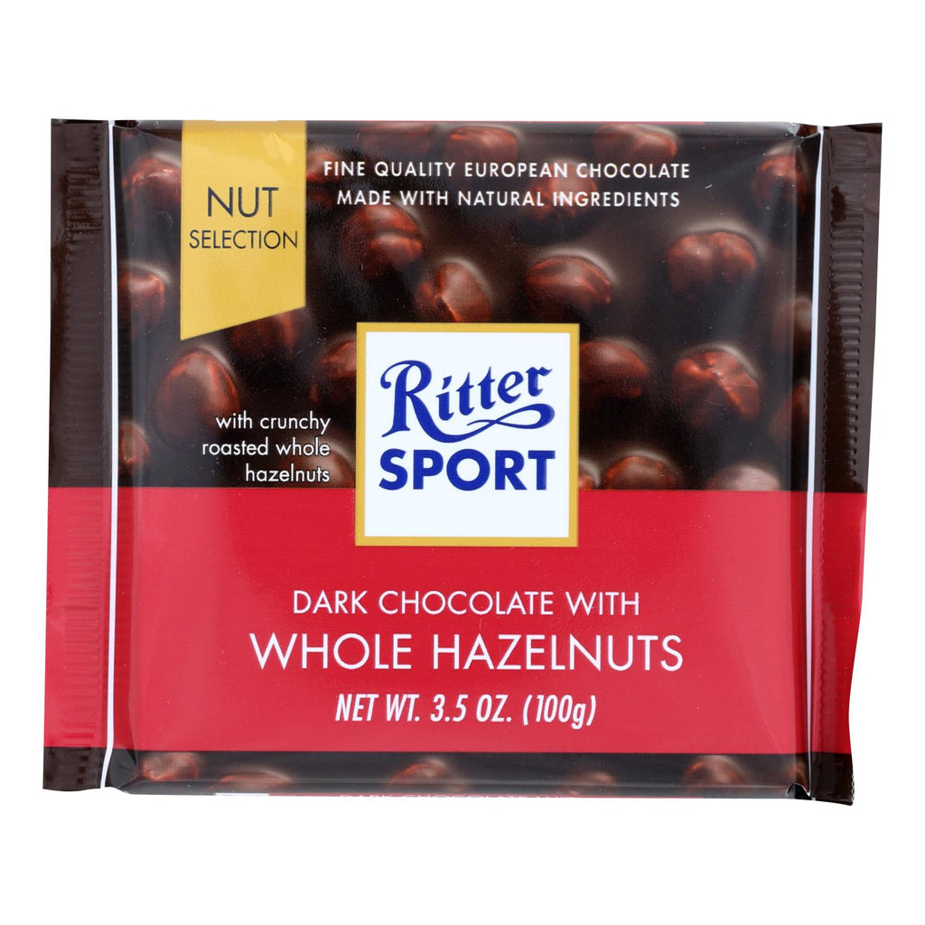Ritter Sport Chocolate Bar - Dark Chocolate - Whole Hazelnuts - 3.5 Oz Bars - Case Of 10 - Lakehouse Foods