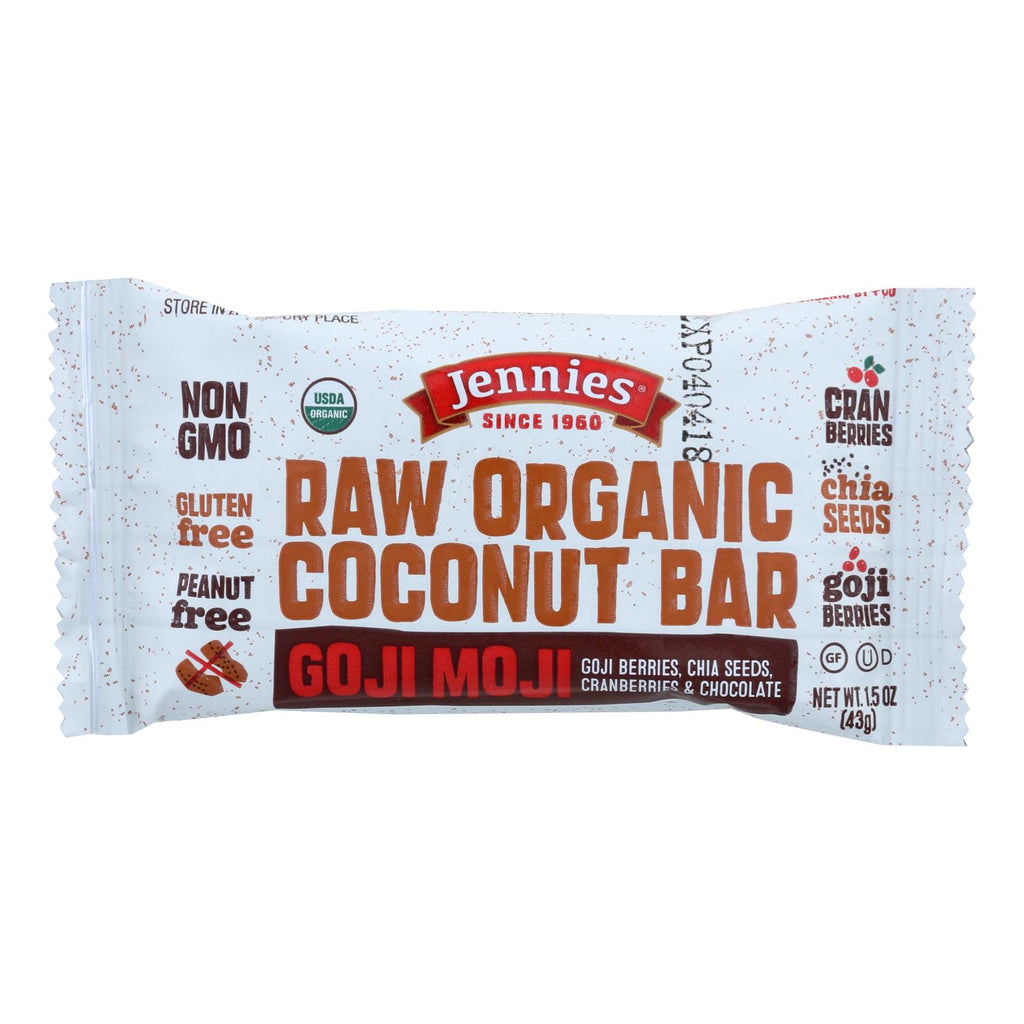 Jennie's Organic Goji Moji Raw Coconut Bar - Case Of 12 - 1.5 Oz. - Lakehouse Foods