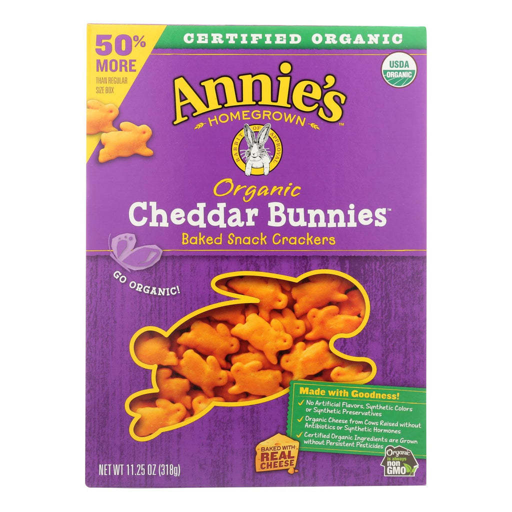 Annie's Homegrown Organic Bunnies Crackers - Cheddar - Case Of 6 - 11.25 Oz - Lakehouse Foods