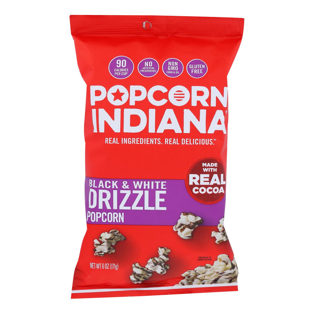 Popcorn Indiana Drizzled Kettlecorn - Black & White - Case Of 12 - 6 Oz - Lakehouse Foods