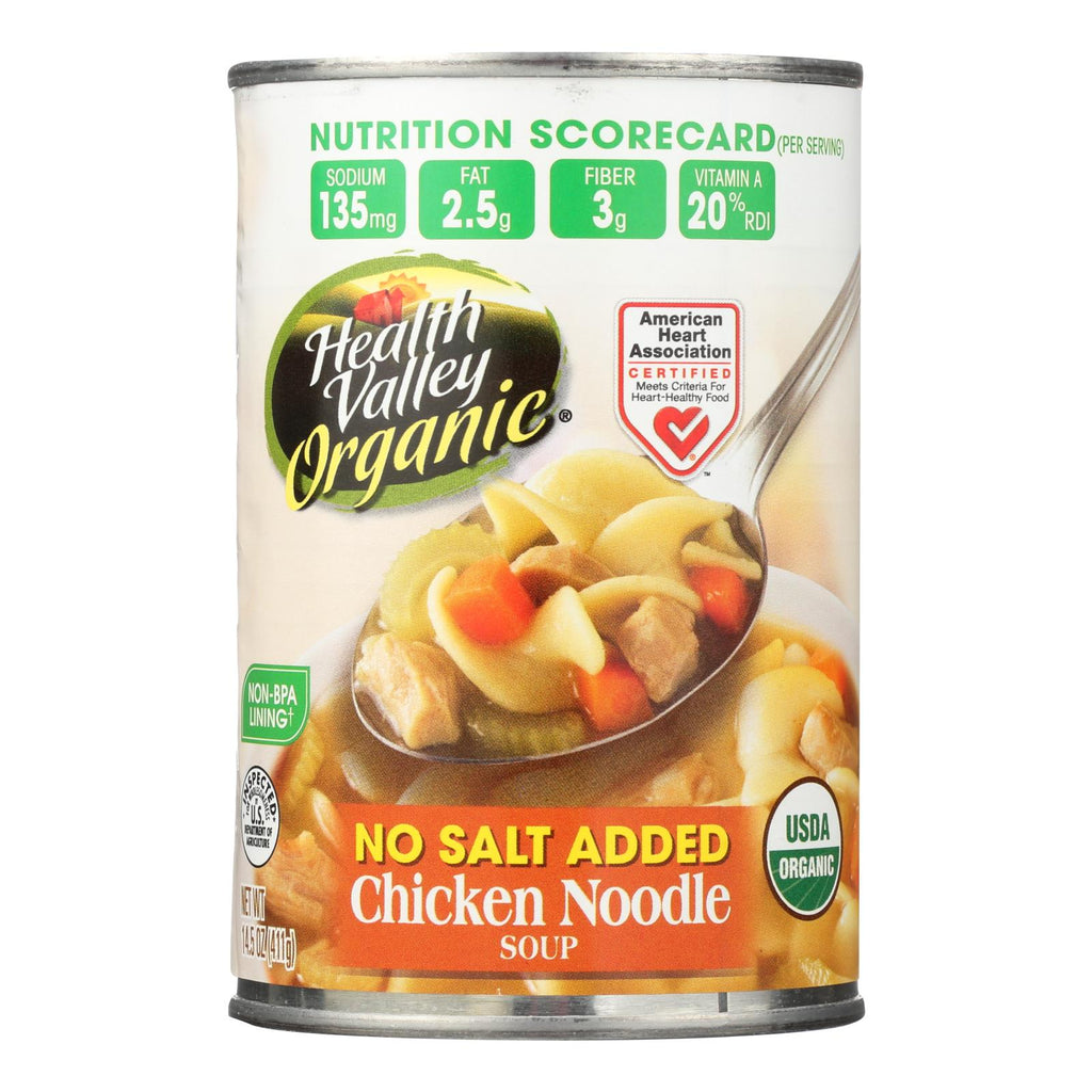 Health Valley Organic Soup - Chicken Noodle No Salt Added - Case Of 12 - 14.5 Oz. - Lakehouse Foods