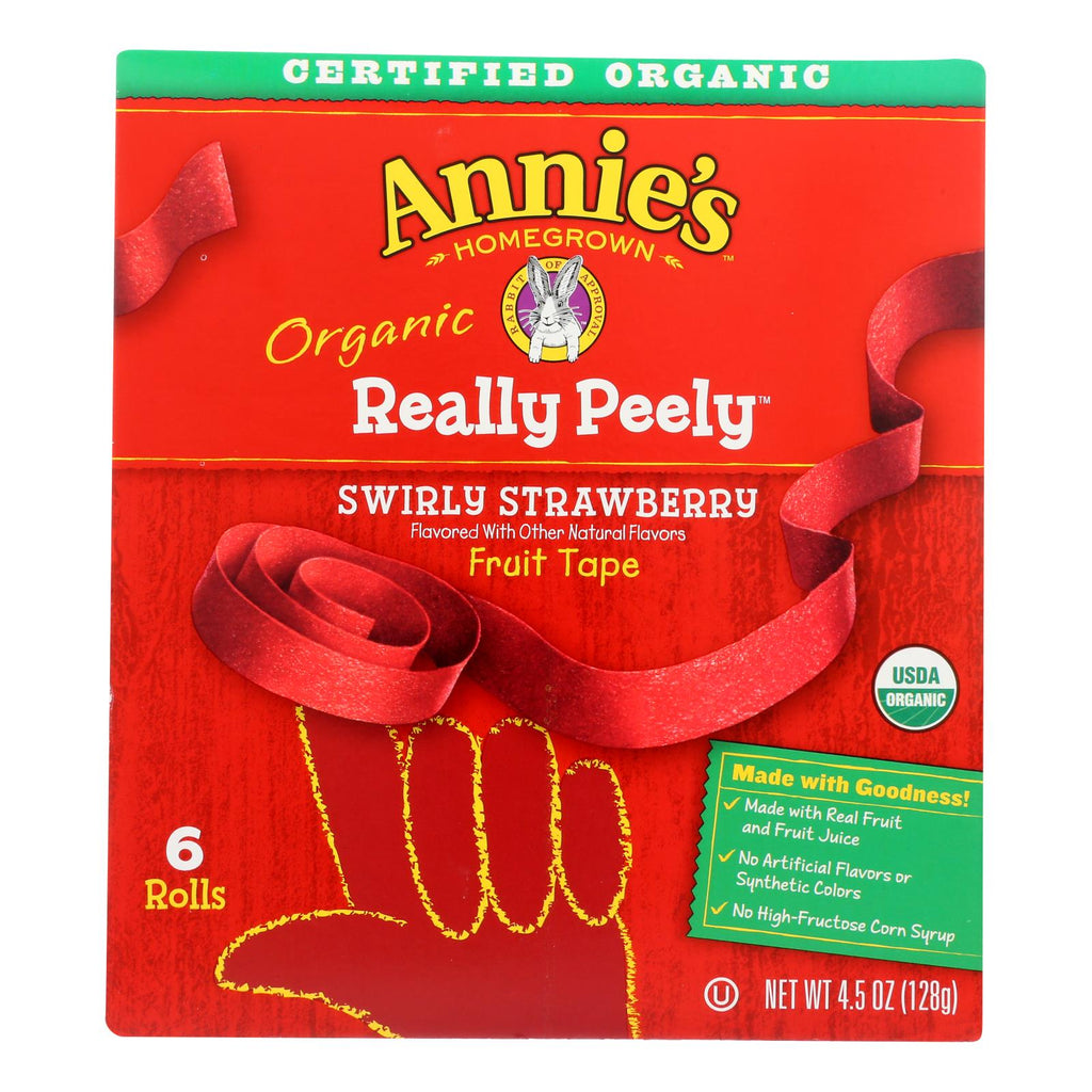 Annie's Homegrown - Really Peely Fruit Tape - Swirly Strawberry - Case Of 8 - 4.5 Oz. - Lakehouse Foods