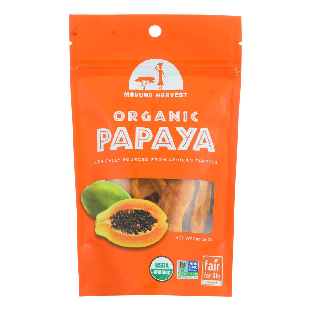 Mavuno Harvest Organic Dried Fruits - Papaya - Case Of 6 - 2 Oz. - Lakehouse Foods