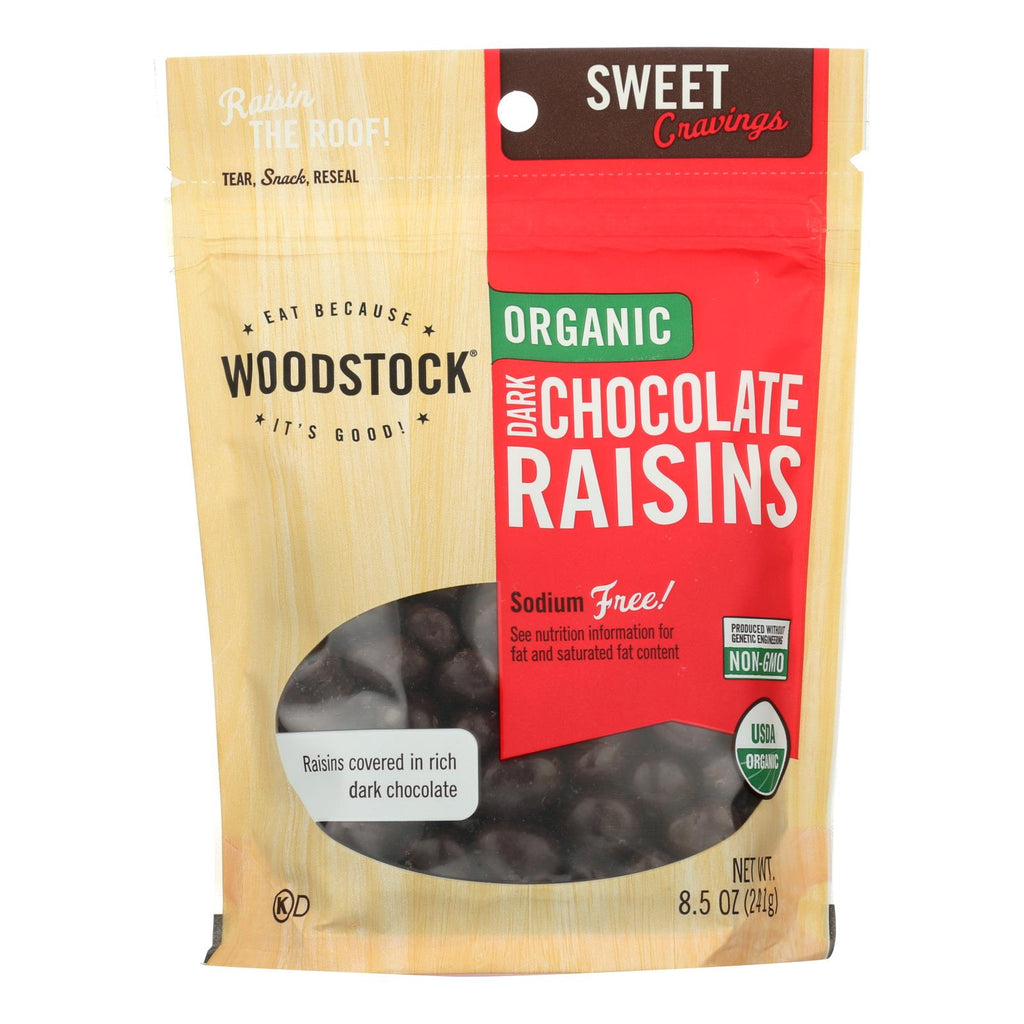 Woodstock Organic Dark Chocolate Raisins - Case Of 8 - 8.5 Oz - Lakehouse Foods