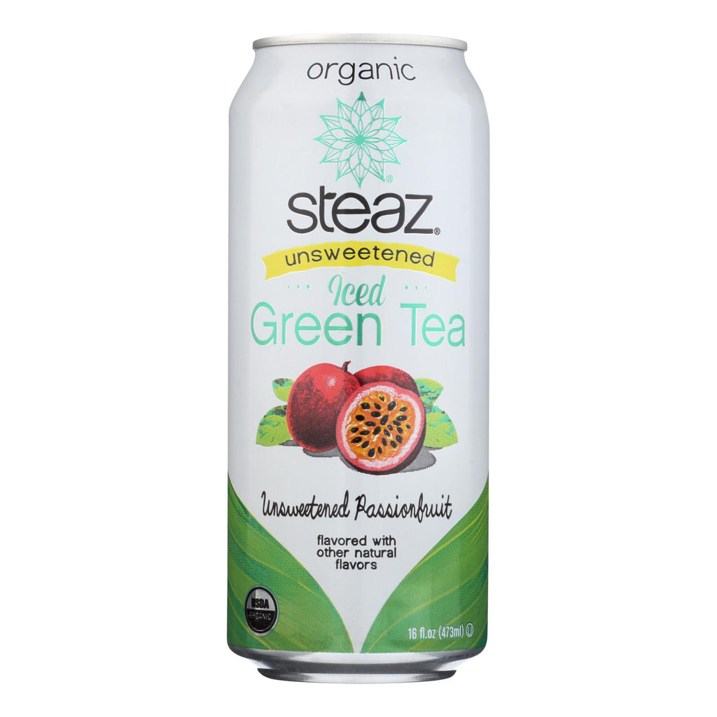 Steaz Unsweetened Green Tea - Passion Fruit - Case Of 12 - 16 Fl Oz. - Lakehouse Foods