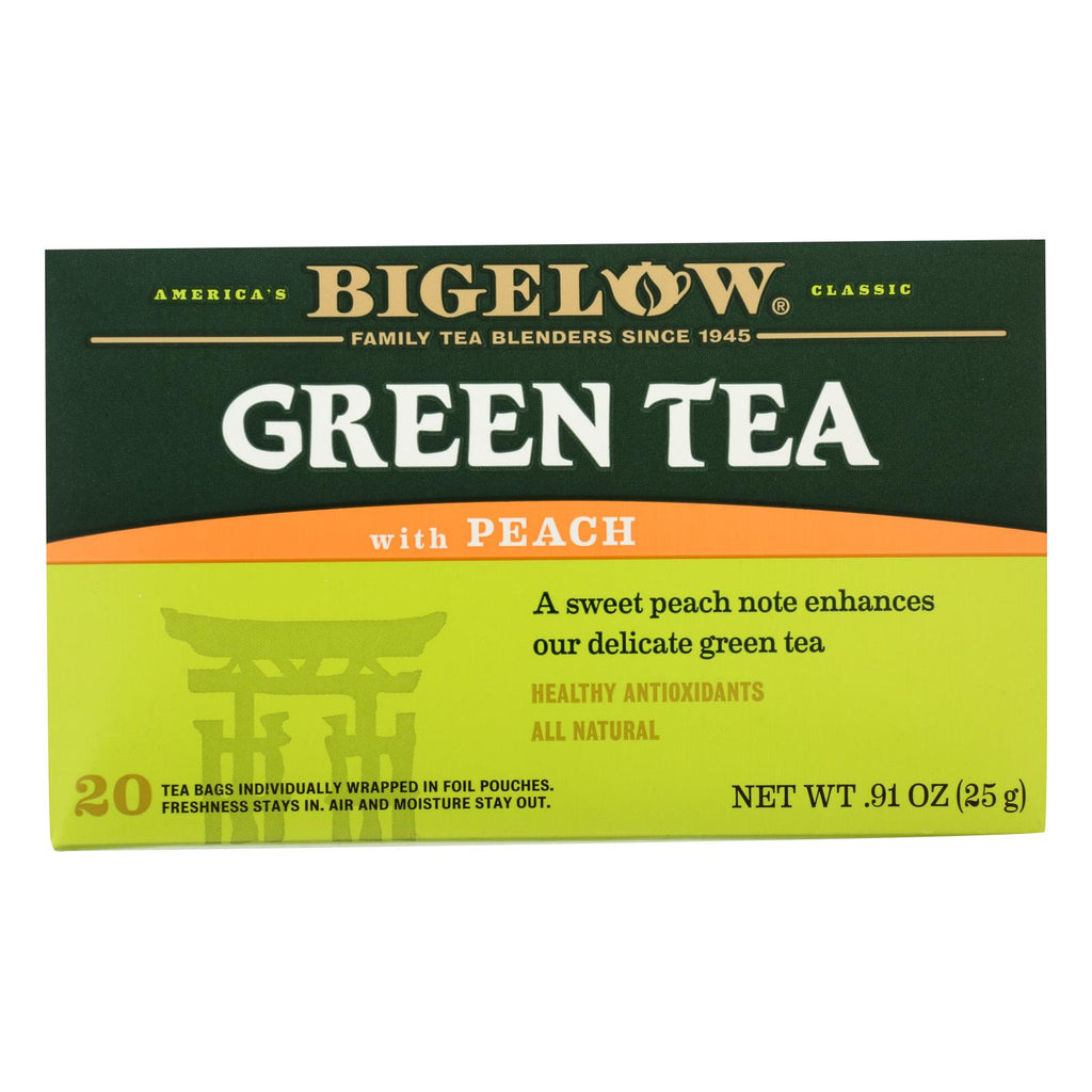 Bigelow Tea Green Tea - With Peach - Case Of 6 - 20 Bag - Lakehouse Foods