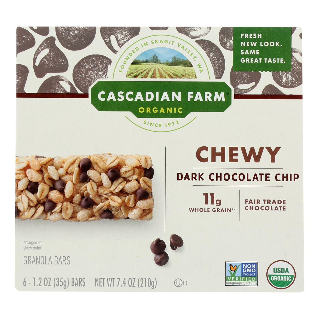 Cascadian Farm Granola Bar - Organic - Chewy - Chocolate Chip - 7.4 Oz - Case Of 12 - Lakehouse Foods