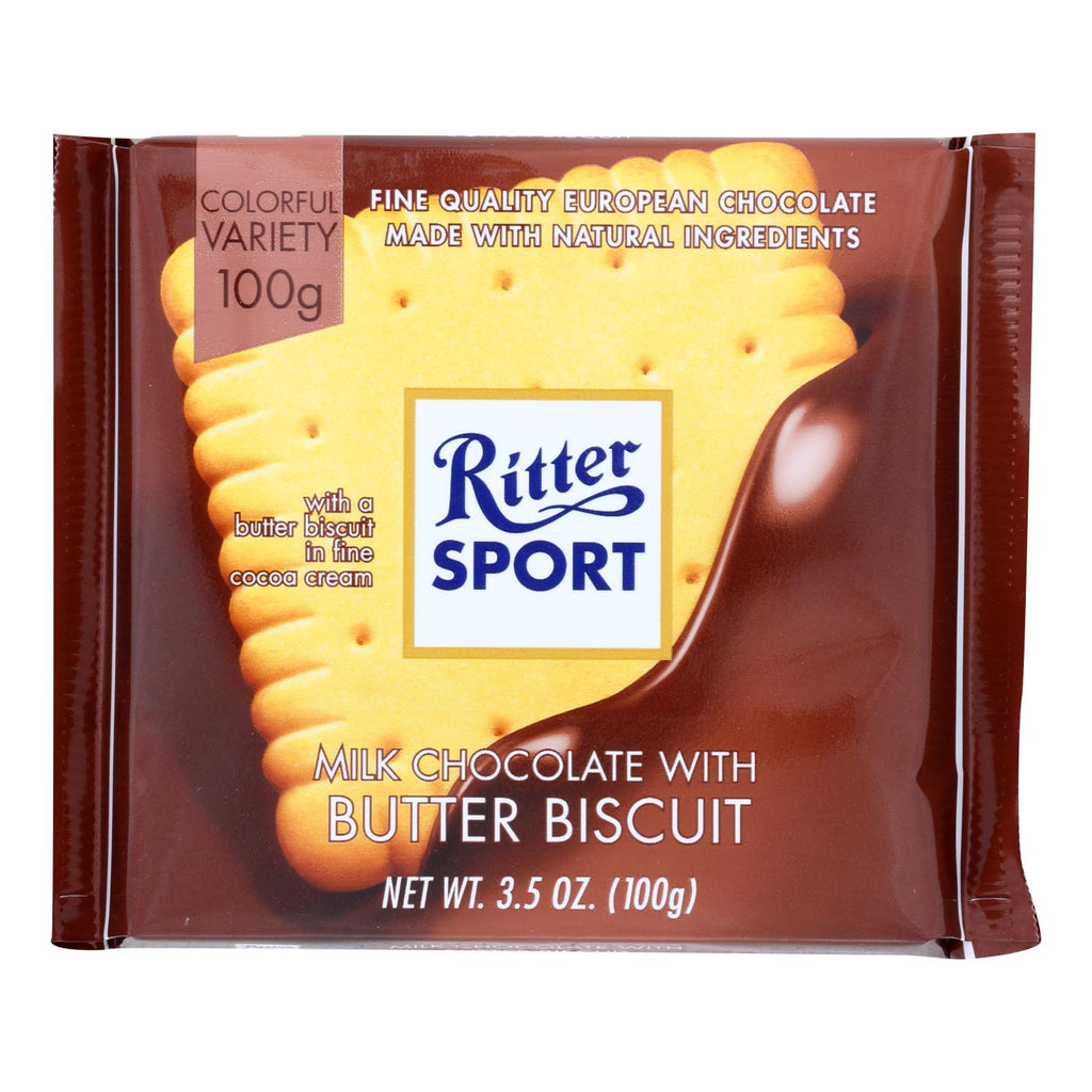 Ritter Sport Chocolate Bar - Milk Chocolate - Butter Biscuit - 3.5 Oz Bars - Case Of 11 - Lakehouse Foods