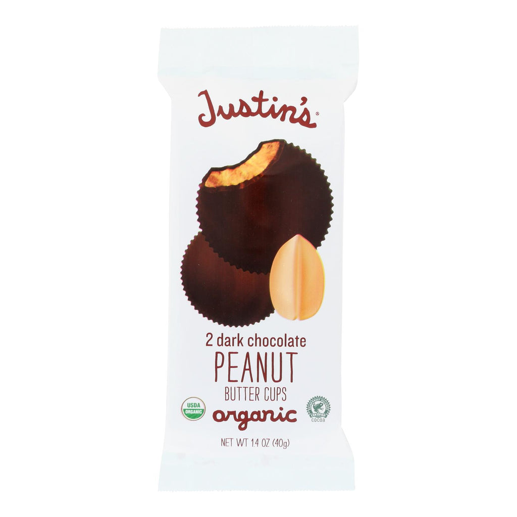 Justin's Nut Butter Organic Peanut Butter Cups - Dark Chocolate - Case Of 12 - 1.4 Oz. - Lakehouse Foods