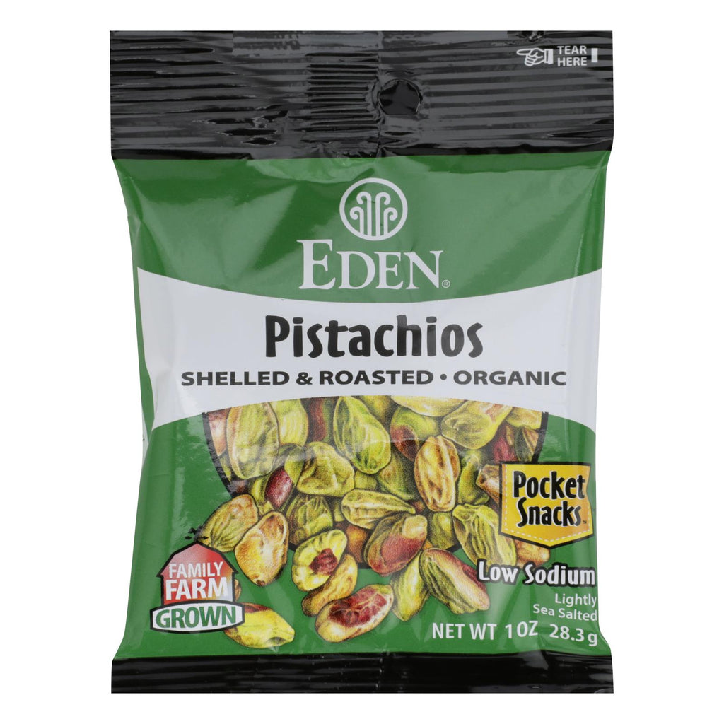 Eden Foods Organic Pocket Snacks - Pistachios - Shelled And Dry Roasted - 1 Oz - Case Of 12 - Lakehouse Foods