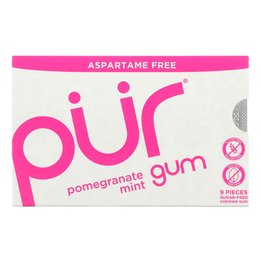 Pur Gum - Pomegranate Mint - Aspartame Free - 9 Pieces - 12.6 G - Case Of 12 - Lakehouse Foods