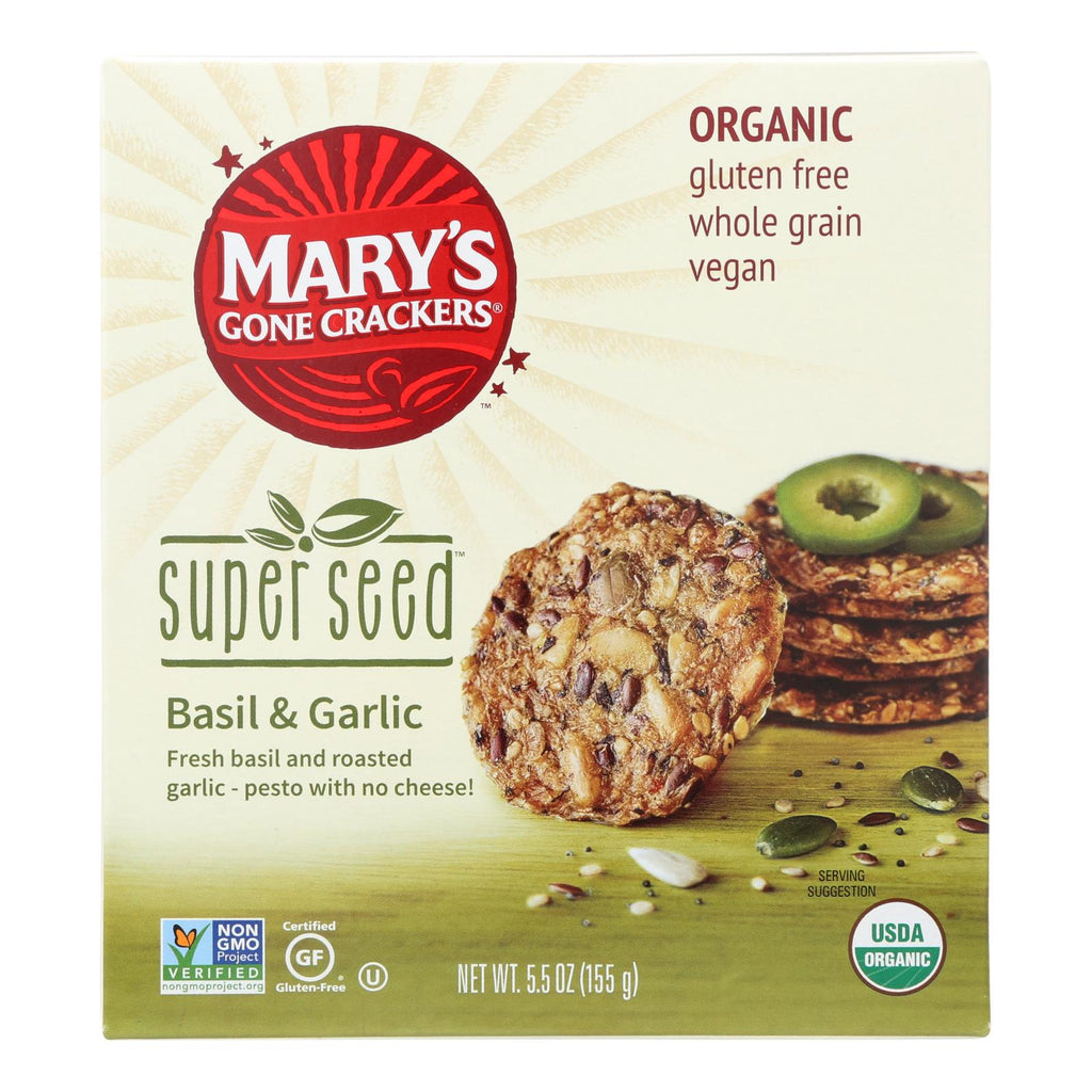 Mary's Gone Crackers Super Seed - Basil$ Garlic - Case Of 6 - 5.5 Oz. - Lakehouse Foods