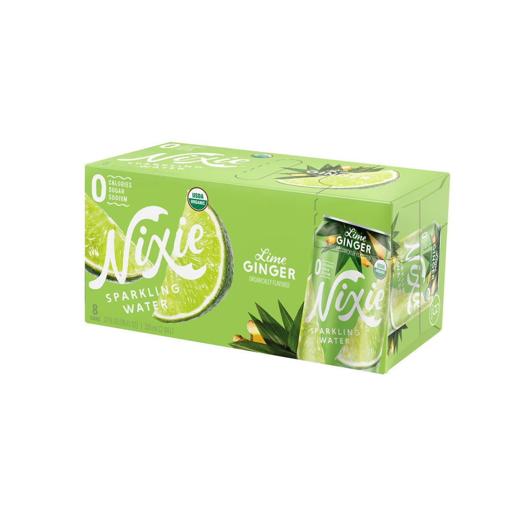 Nixie Sparkling Water - Sparkling Water Lime Ginger - Case Of 3 - 8-12 Fz - Lakehouse Foods