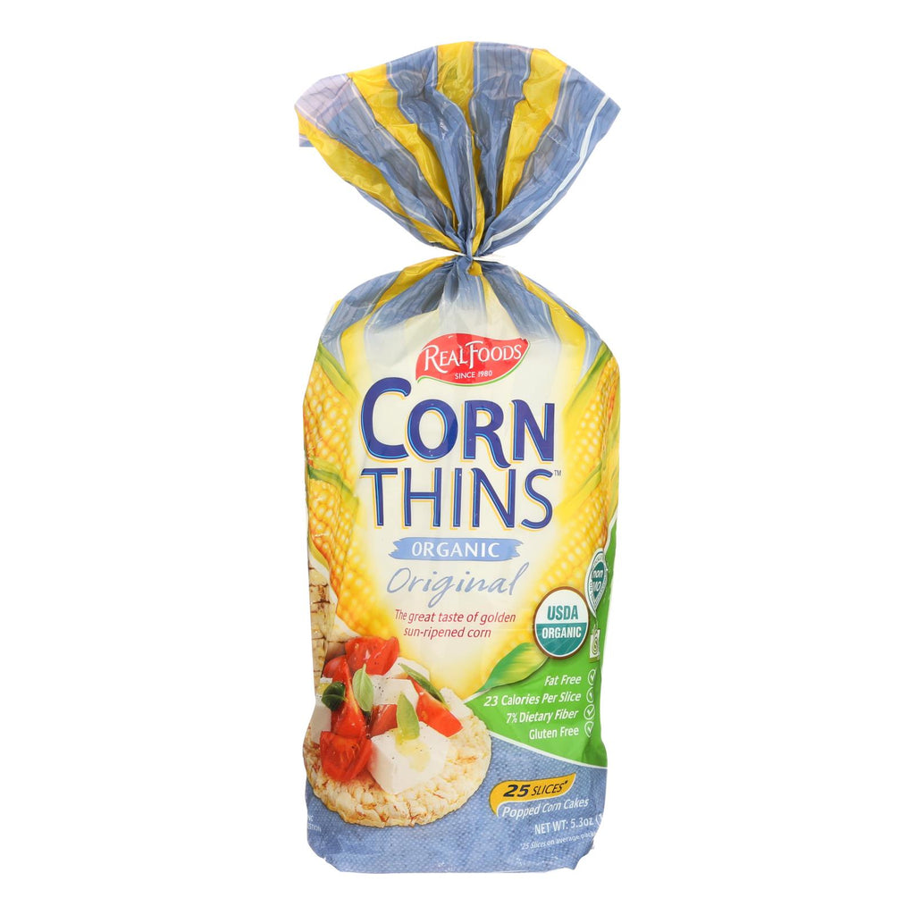 Real Foods Organic Corn Thins - Case Of 6 - 5.3 Oz. - Lakehouse Foods