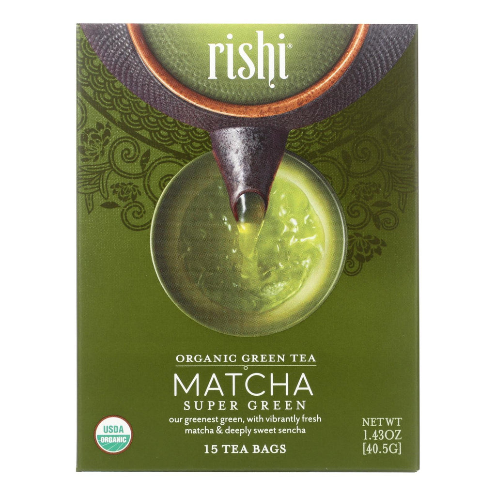 Rishi Green Tea Blend - Matcha Super - Case Of 6 - 15 Bags - Lakehouse Foods