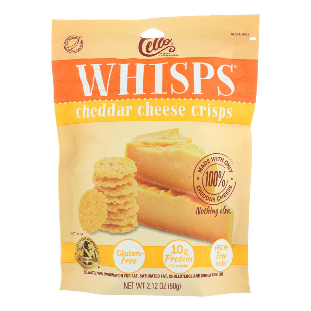 Cello Cheddar Cheese Whisps  - Case Of 12 - 2.12 Oz - Lakehouse Foods